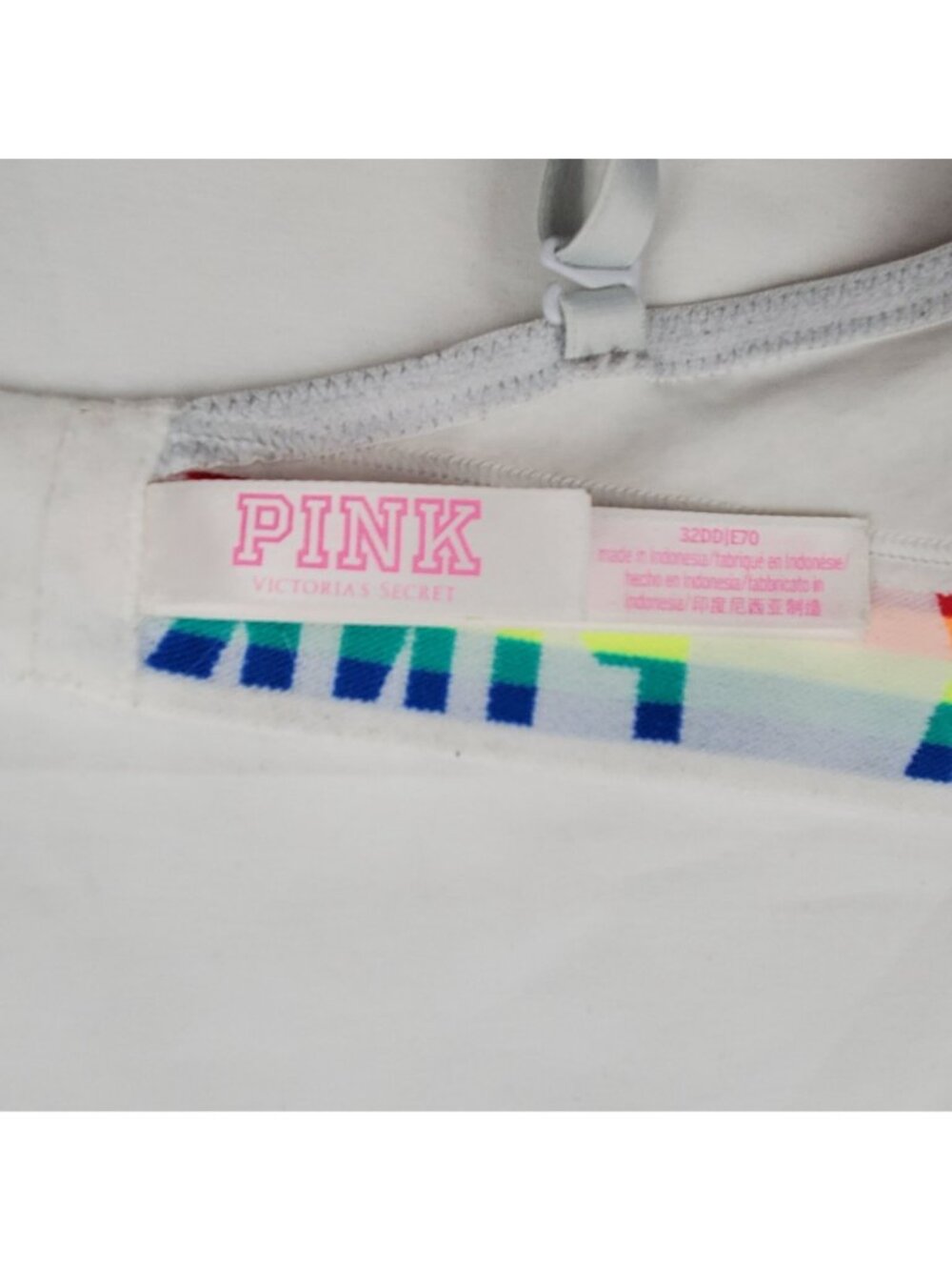Victoria's Secret Pink Women's Wear Everywhere Push Up Rainbow Bra Size 32DD - Picture 12 of 12